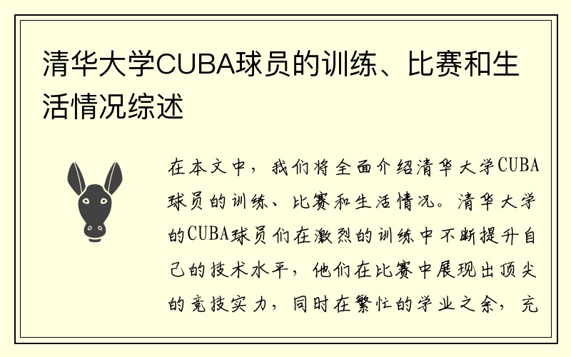 清华大学CUBA球员的训练、比赛和生活情况综述